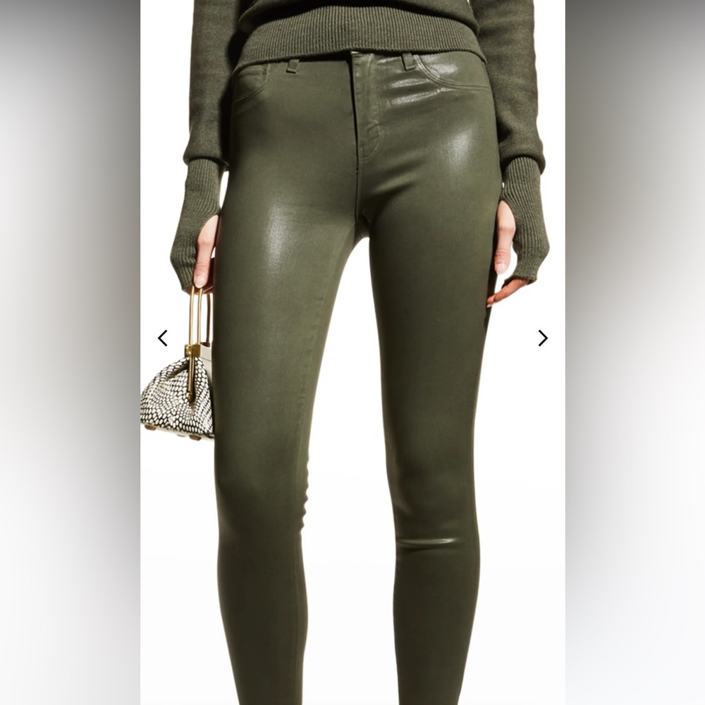 L’agence NWOT coated olive green denim jeans, size 26